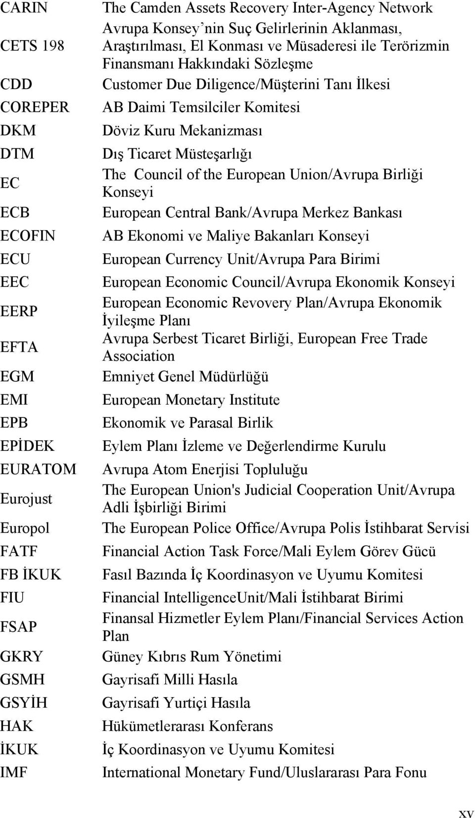 AB Daimi Temsilciler Komitesi Döviz Kuru Mekanizması Dış Ticaret Müsteşarlığı The Council of the European Union/Avrupa Birliği Konseyi European Central Bank/Avrupa Merkez Bankası AB Ekonomi ve Maliye