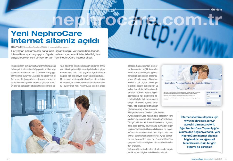 Yeni NephroCare internet sitesi.