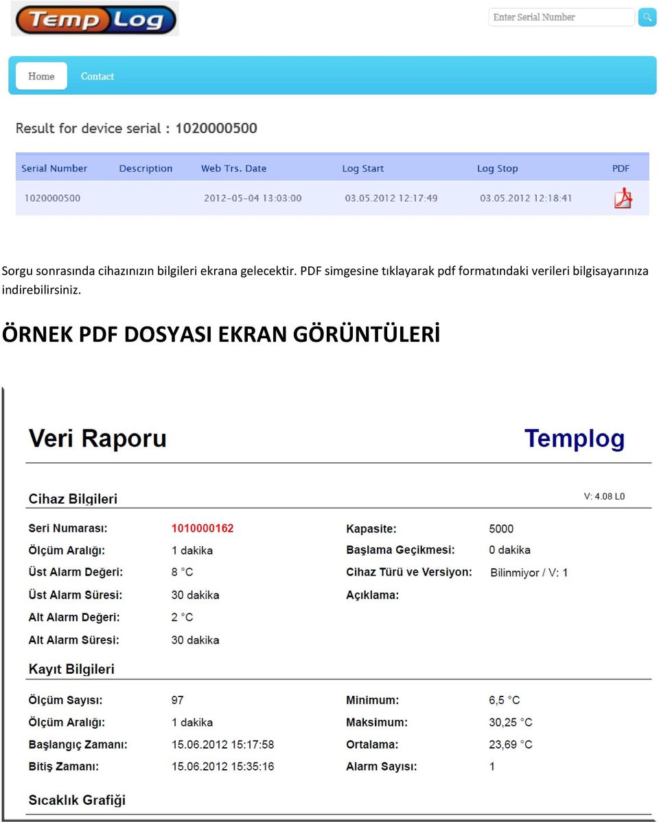 PDF simgesine tıklayarak pdf formatındaki