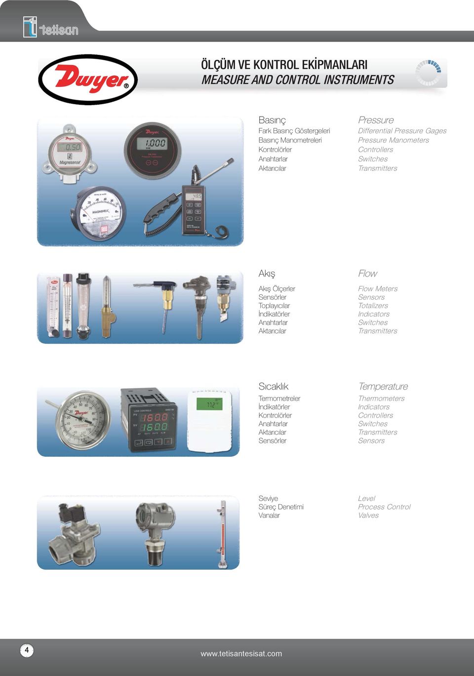 Anahtarlar Aktarıcılar Flow Flow Meters Sensors Totalizers Indıcators Switches Transmitters Sıcaklık Termometreler İndikatörler Kontrolörler Anahtarlar