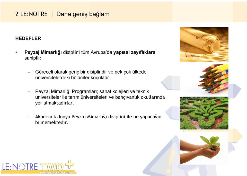 Peyzaj Mimarlığı ğ Programları; sanat kolejleri ve teknik üniversiteler ile tarım üniversiteleri ve