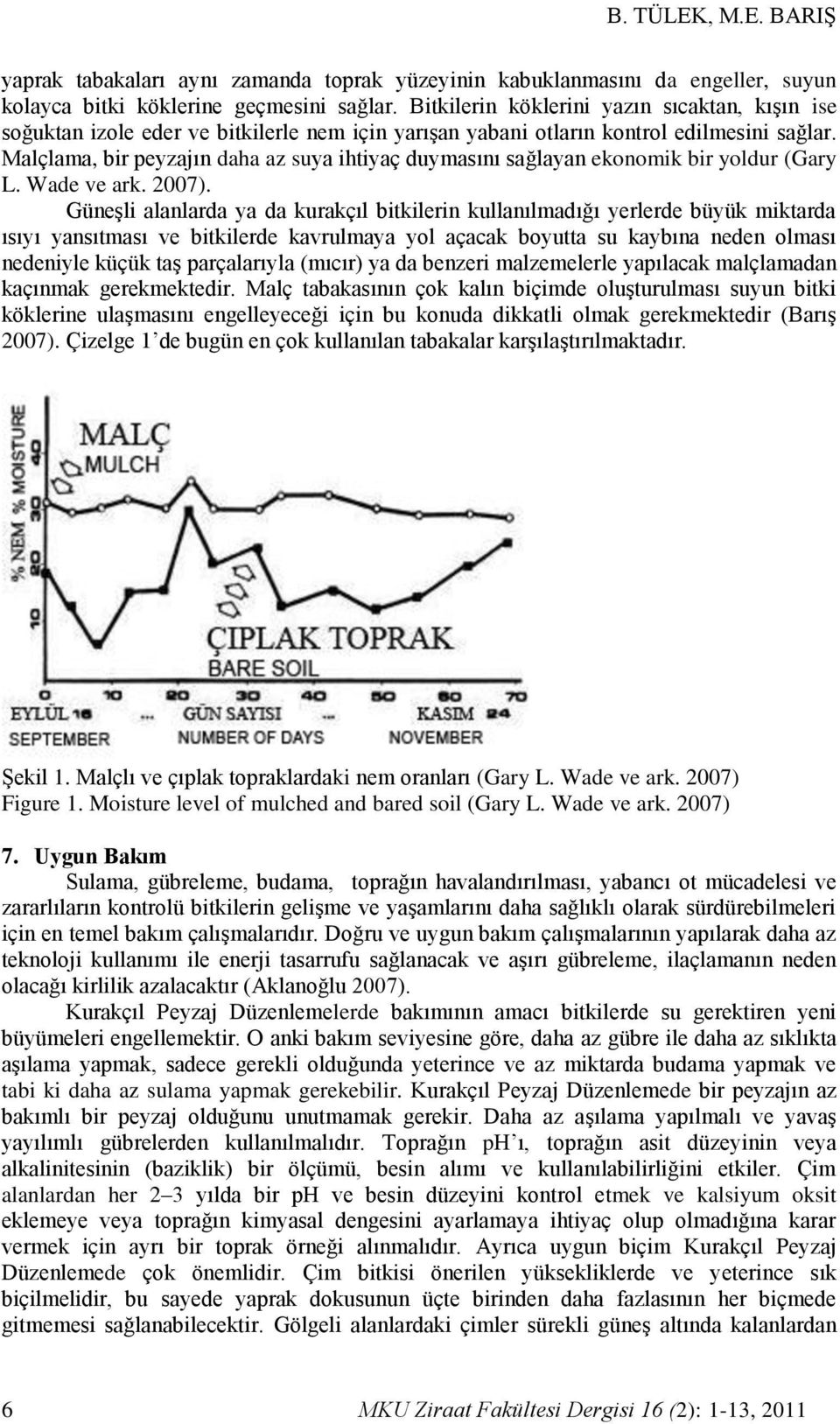 Malçlama, bir peyzajın daha az suya ihtiyaç duymasını sağlayan ekonomik bir yoldur (Gary L. Wade ve ark. 2007).