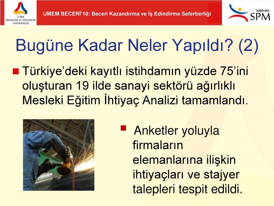 ilde sanayi sektörü ağırlıklı Mesleki Eğitim İhtiyaç Analizi