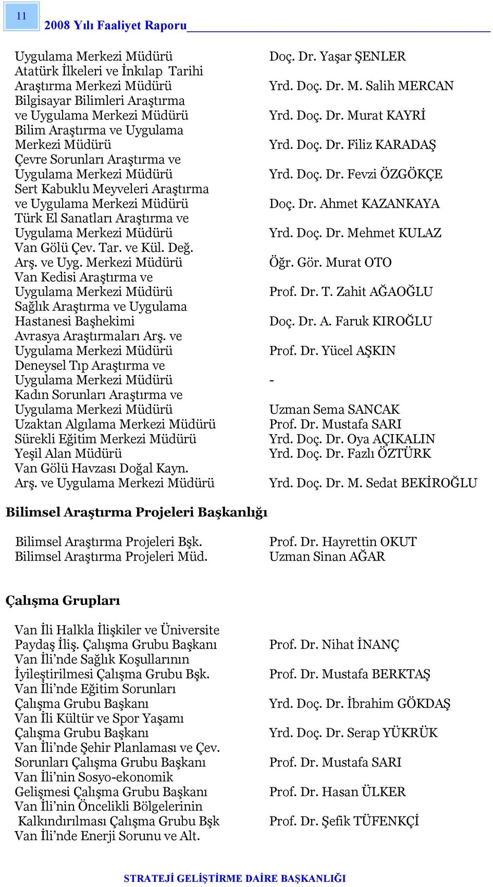 Dr. Ahmet KAZANKAYA Türk El Sanatları Araştırma ve Uygulama Merkezi Müdürü Yrd. Doç. Dr. Mehmet KULAZ Van Gölü Çev. Tar. ve Kül. Değ. Arş. ve Uyg. Merkezi Müdürü Öğr. Gör.