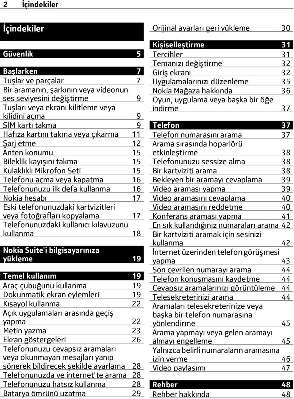 hesabı 17 Eski telefonunuzdaki kartvizitleri veya fotoğrafları kopyalama 17 Telefonunuzdaki kullanıcı kılavuzunu kullanma 18 Nokia Suite'i bilgisayarınıza yükleme 19 Temel kullanım 19 Araç çubuğunu