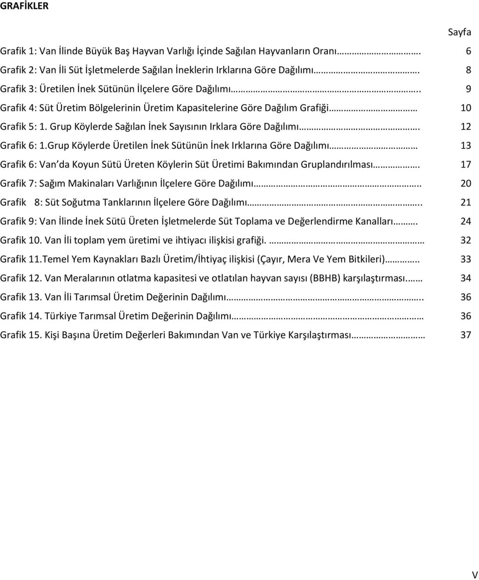 Grup Köylerde Sağılan İnek Sayısının Irklara Göre Dağılımı. 12 Grafik 6: 1.