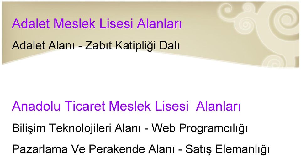 Lisesi Alanları Bilişim Teknolojileri Alanı - Web