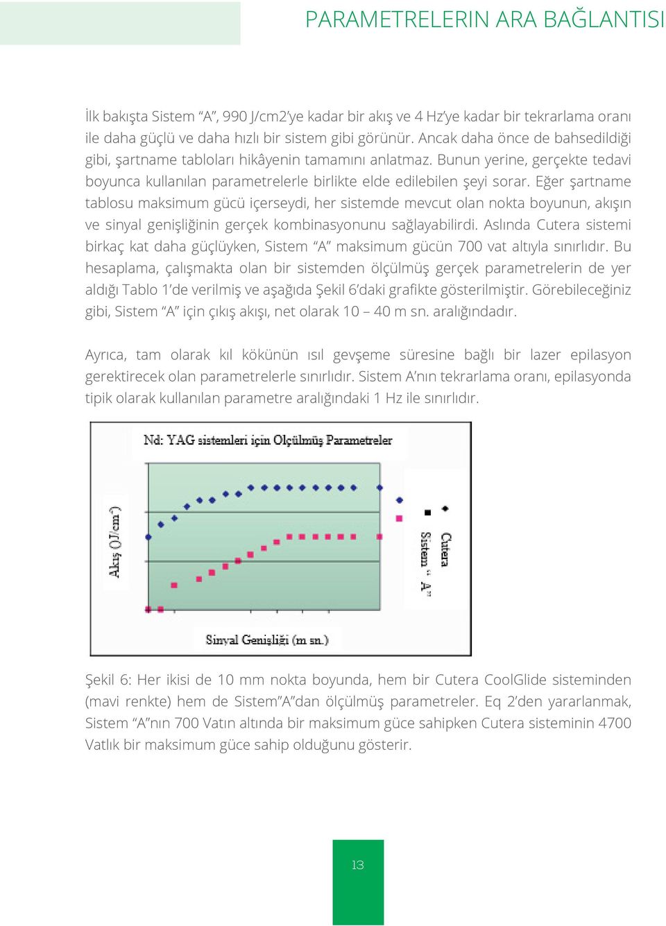 Eğer şartname tablosu maksimum gücü içerseydi, her sistemde mevcut olan nokta boyunun, akışın ve sinyal genişliğinin gerçek kombinasyonunu sağlayabilirdi.