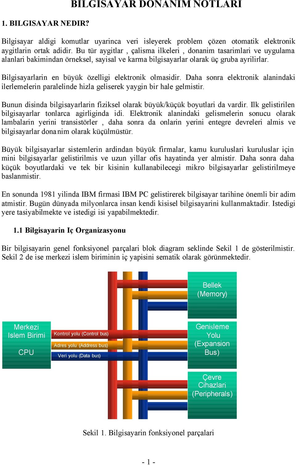 Bilgisayarlarin en büyük özelligi elektronik olmasidir. Daha sonra elektronik alanindaki ilerlemelerin paralelinde hizla geliserek yaygin bir hale gelmistir.