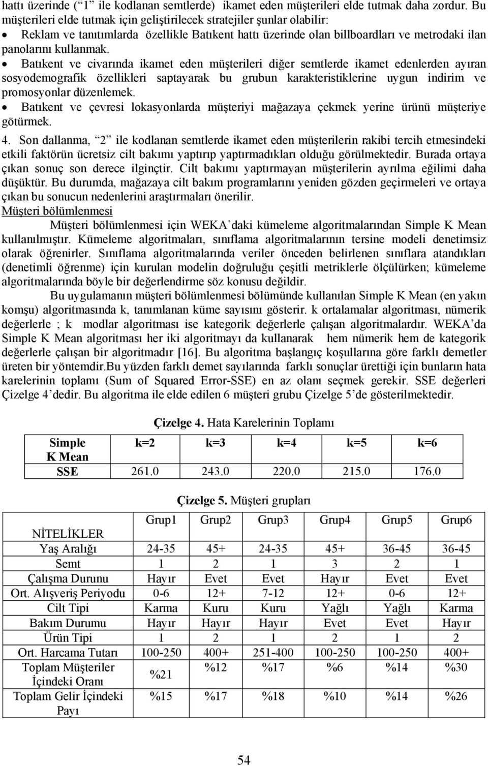 Batıkent ve civarında ikamet eden müşterileri diğer semtlerde ikamet edenlerden ayıran sosyodemografik özellikleri saptayarak bu grubun karakteristiklerine uygun indirim ve promosyonlar düzenlemek.