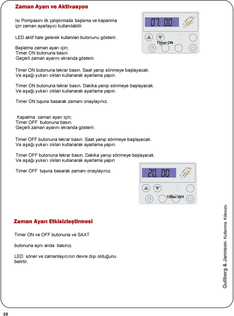 Ve aşağı yukarı okları kullanarak ayarlama yapın. Timer ON butonuna tekrar basın. Dakika yanıp sönmeye başlayacak. Ve aşağı yukarı okları kullanarak ayarlama yapın.