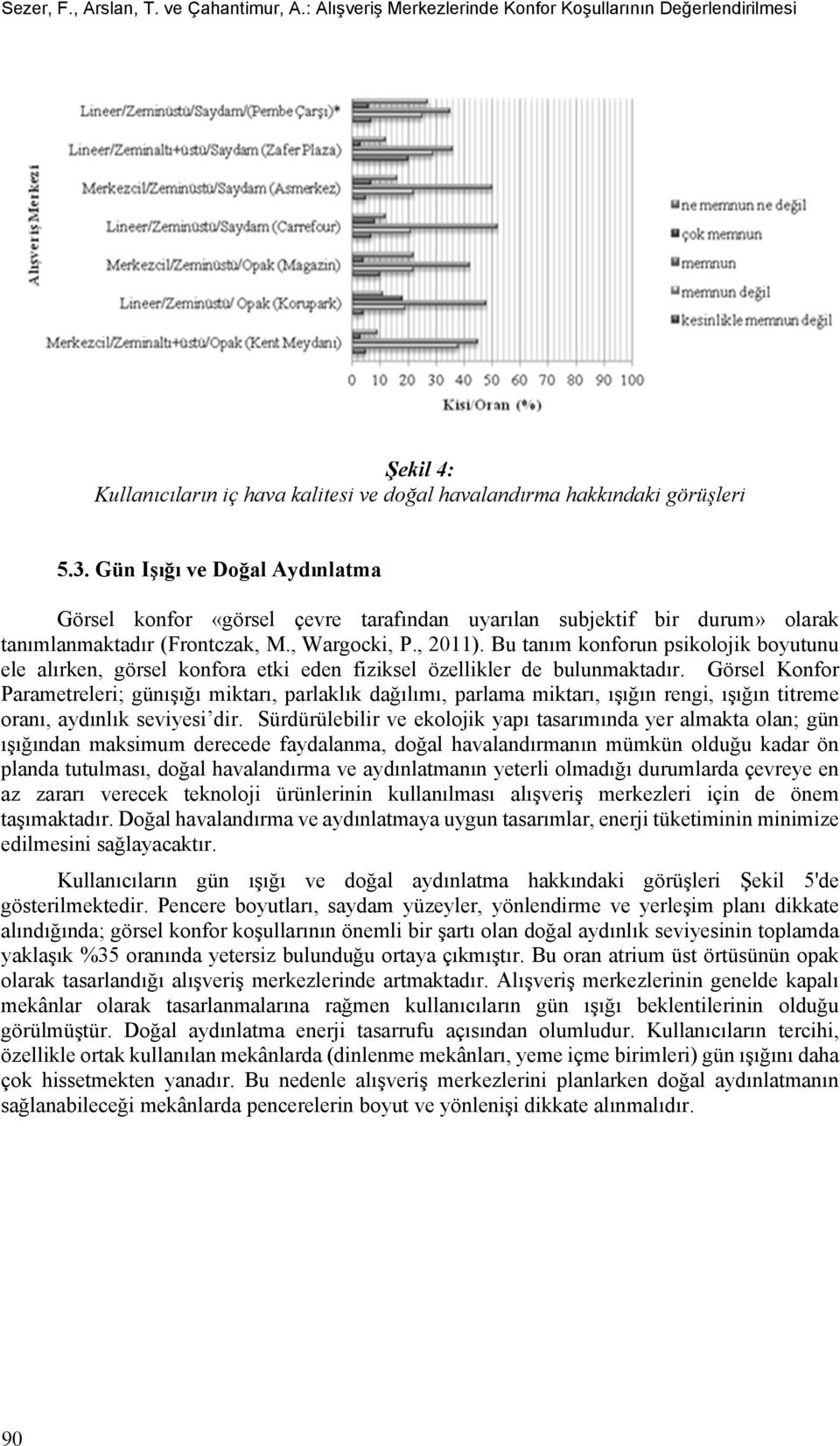 Bu tanım konforun psikolojik boyutunu ele alırken, görsel konfora etki eden fiziksel özellikler de bulunmaktadır.