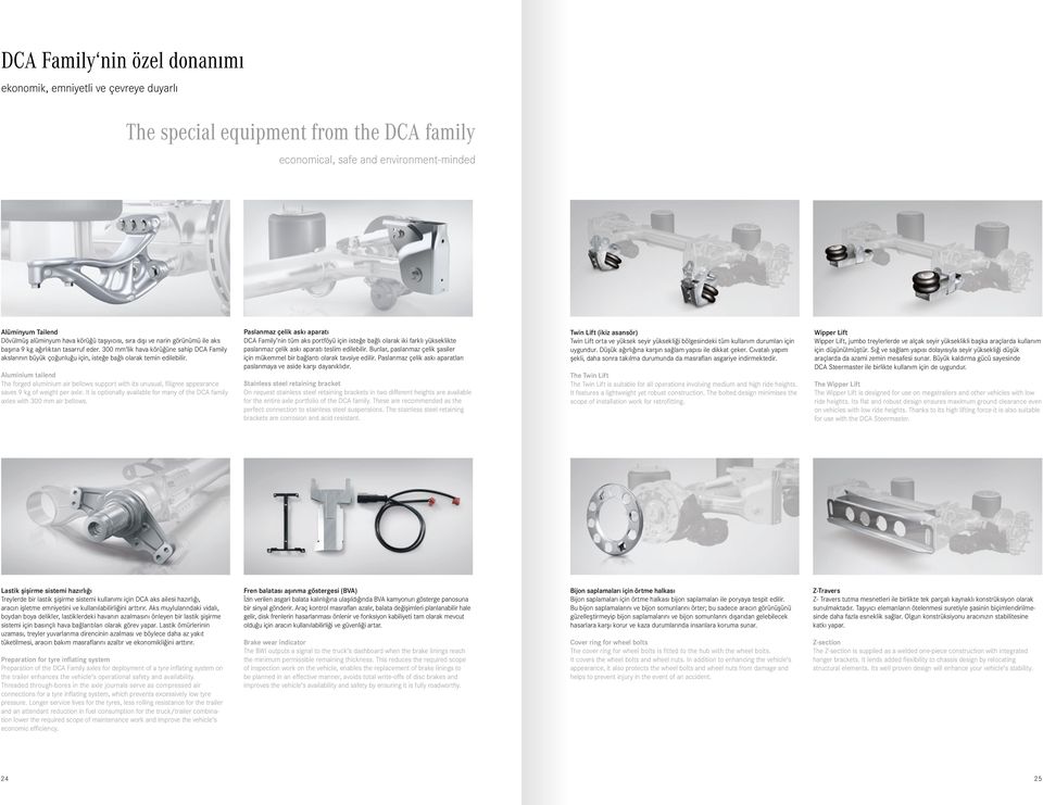 Aluminium tailend The forged aluminium air bellows support with its unusual, filigree appearance saves 9 kg of weight per axle.