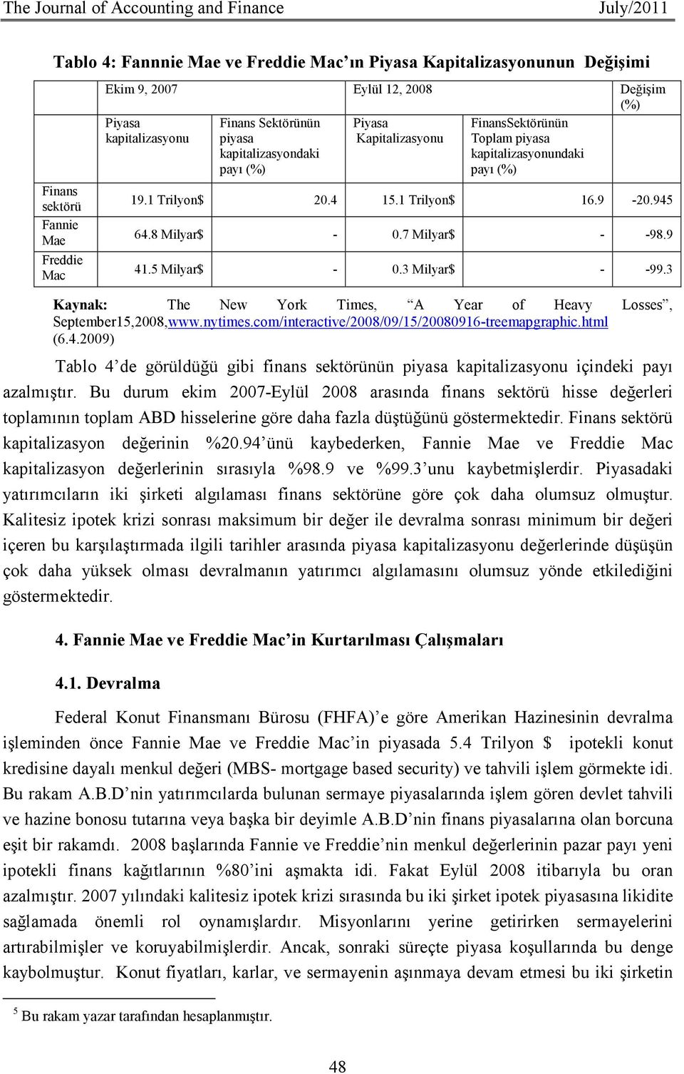 9-20.945 64.8 Milyar$ - 0.7 Milyar$ - -98.9 41.5 Milyar$ - 0.3 Milyar$ - -99.3 Kaynak: The New York Times, A Year of Heavy Losses, September15,2008,www.nytimes.