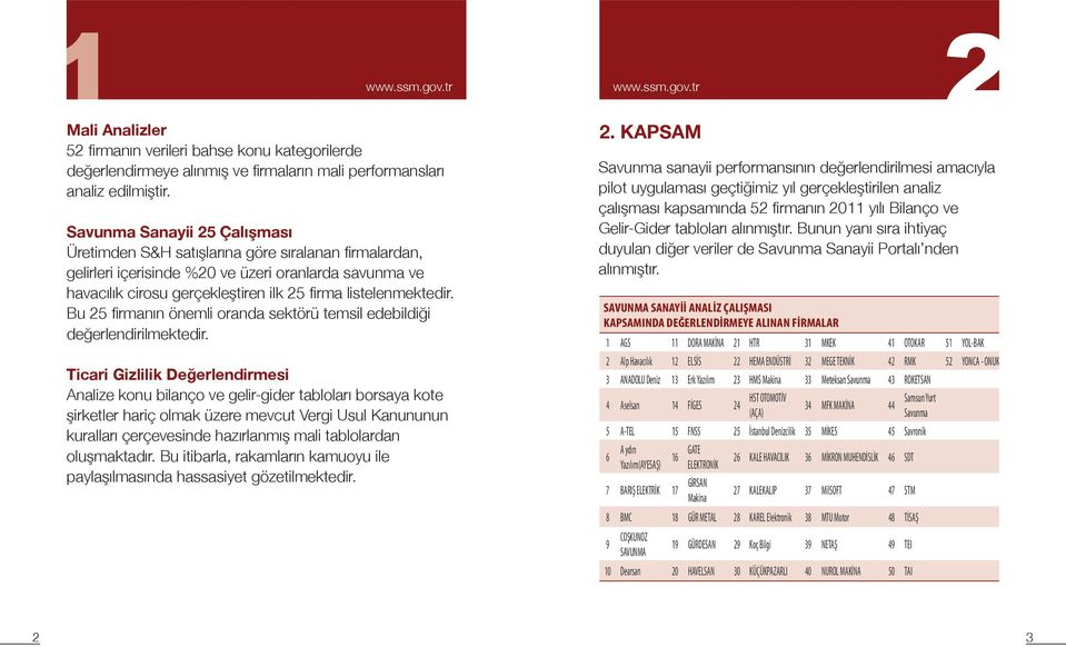 Bu 25 firmanın önemli oranda sektörü temsil edebildiği değerlendirilmektedir.