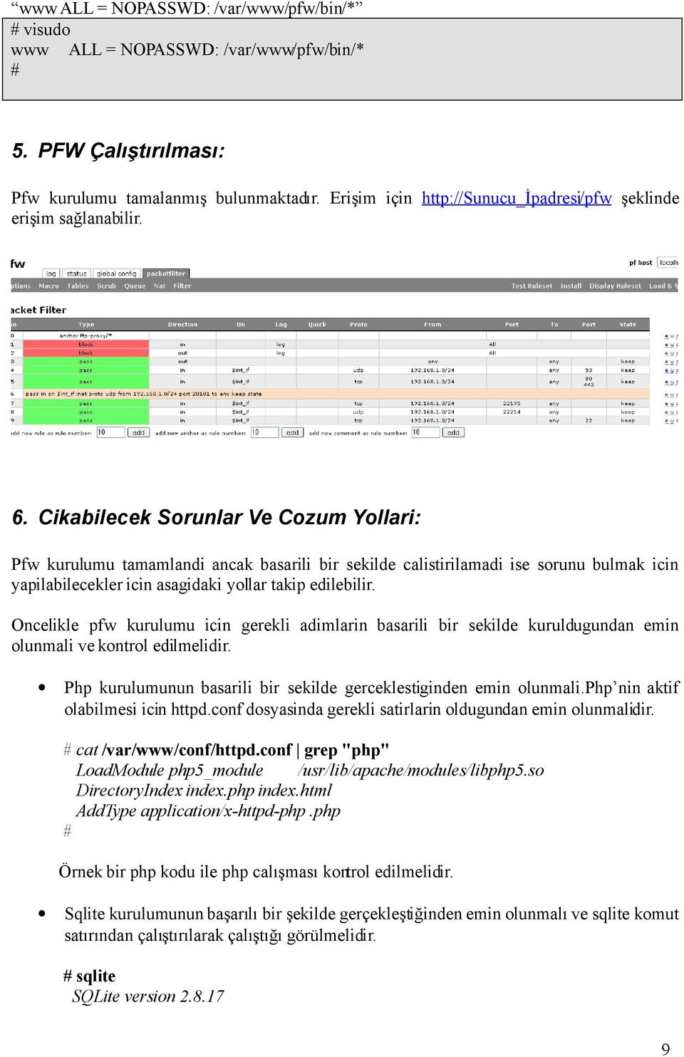 Cikabilecek Sorunlar Ve Cozum Yollari: Pfw kurulumu tamamlandi ancak basarili bir sekilde calistirilamadi ise sorunu bulmak icin yapilabilecekler icin asagidaki yollar takip edilebilir.