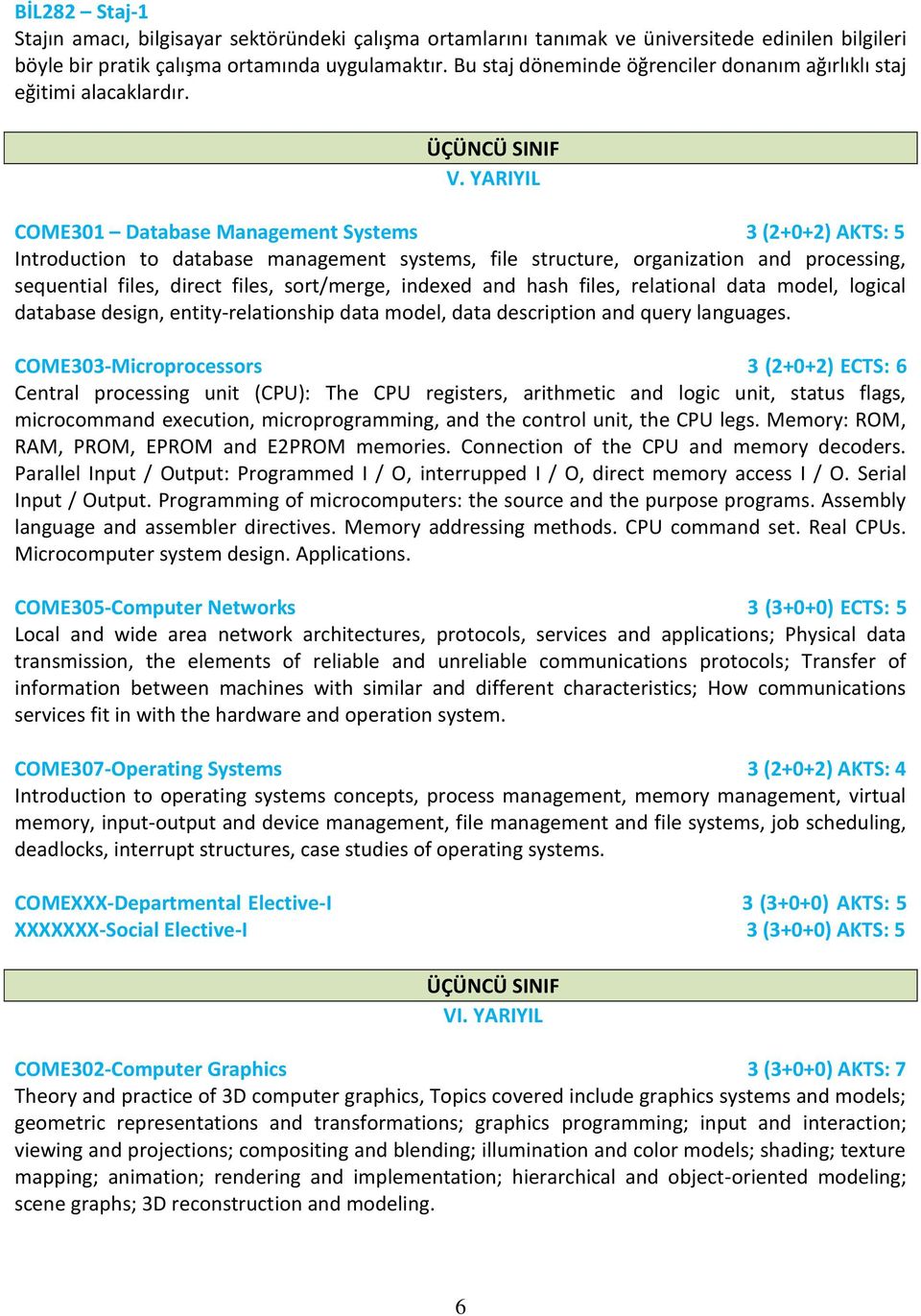 YARIYIL COME301 Database Management Systems 3 (2+0+2) AKTS: 5 Introduction to database management systems, file structure, organization and processing, sequential files, direct files, sort/merge,