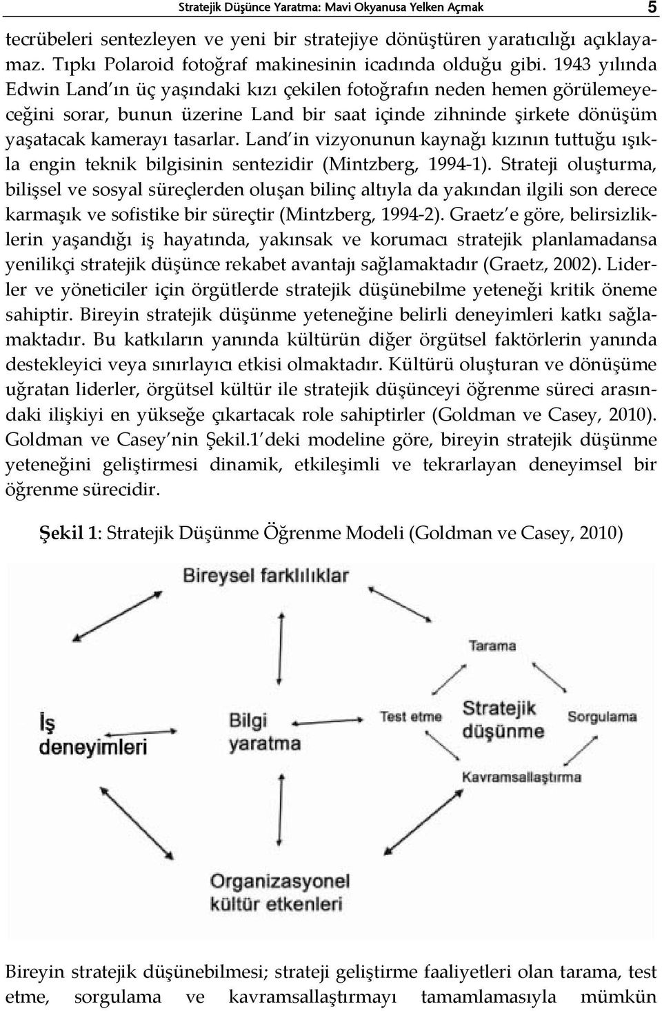 Land in vizyonunun kaynağı kızının tuttuğu ışıkla engin teknik bilgisinin sentezidir (Mintzberg, 1994 1).