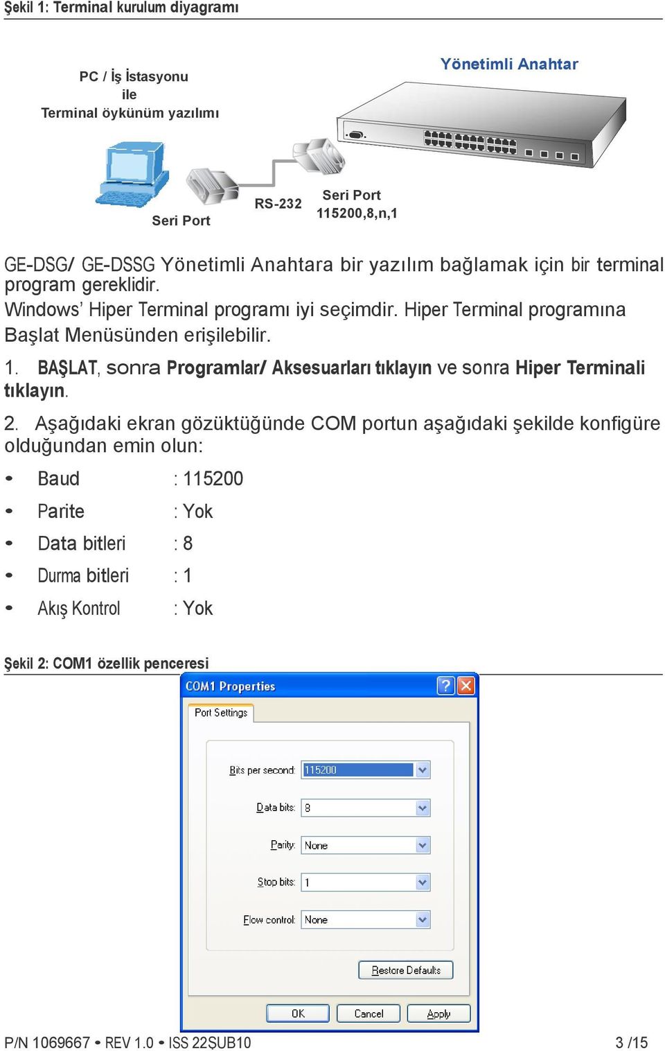 Hiper Terminal programına Başlat Menüsünden erişilebilir. 1. BAŞLAT, sonra Programlar/ Aksesuarları tıklayın ve sonra Hiper Terminali tıklayın. 2.