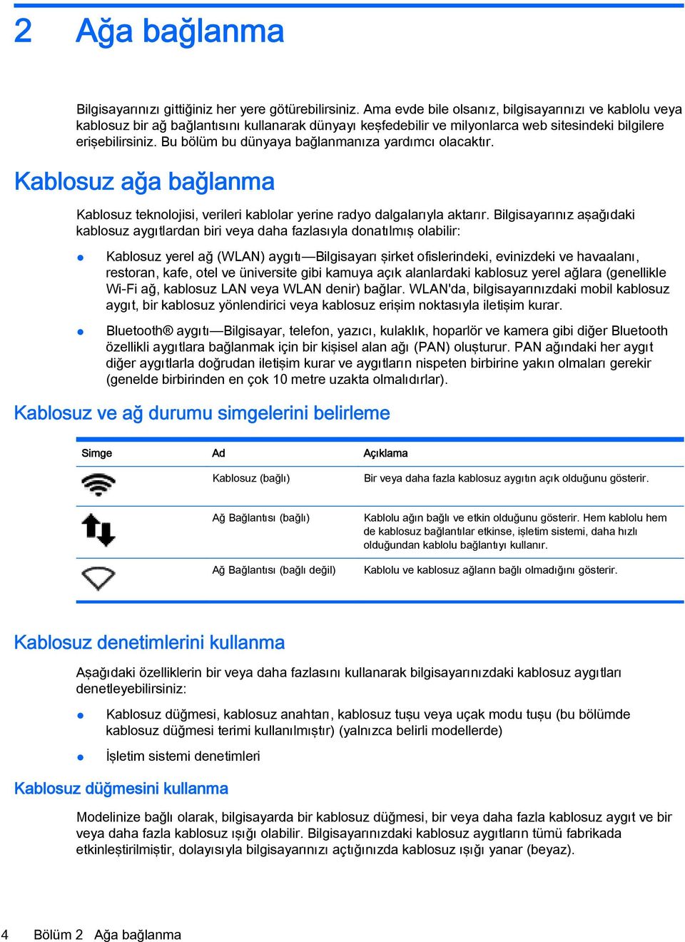 Bu bölüm bu dünyaya bağlanmanıza yardımcı olacaktır. Kablosuz ağa bağlanma Kablosuz teknolojisi, verileri kablolar yerine radyo dalgalarıyla aktarır.