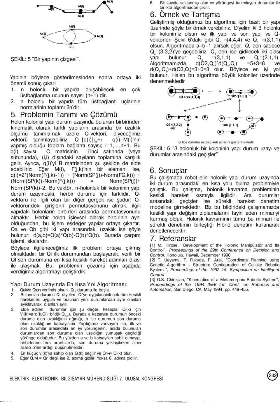 Prolemin Tanımı ve Çözümü Holon kolonisi yapı durum uzayında ulunan iririnden kinematik olarak farklı yapıların arasında ir uzaklık ölçümü tanımlamak üzere Q-vektörü diyeceğimiz vektörü