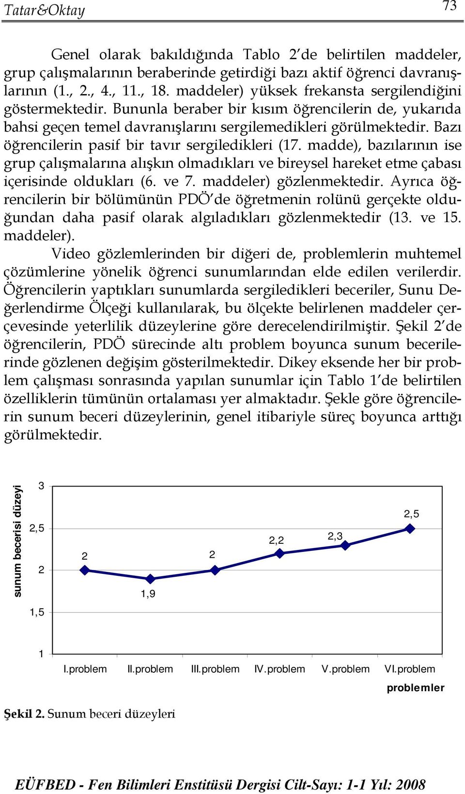 Bazı öğrencilerin pasif bir tavır sergiledikleri (17. madde), bazılarının ise grup çalışmalarına alışkın olmadıkları ve bireysel hareket etme çabası içerisinde oldukları (6. ve 7.