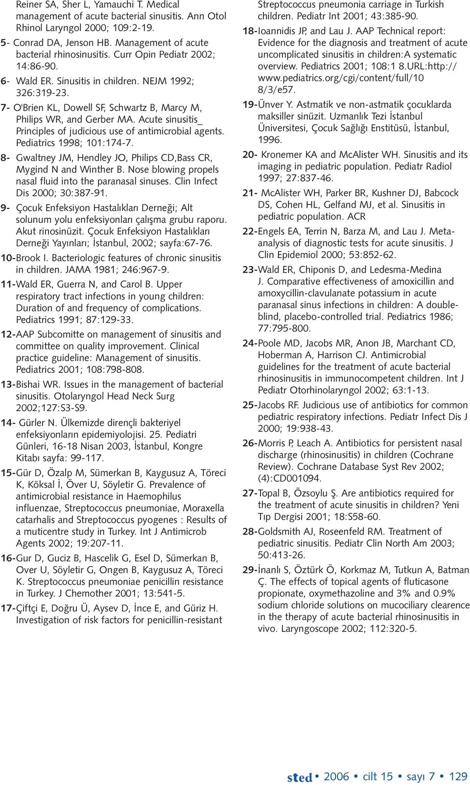 Acute sinusitis_ Principles of judicious use of antimicrobial agents. Pediatrics 1998; 101:174-7. 8- Gwaltney JM, Hendley JO, Philips CD,Bass CR, Mygind N and Winther B.