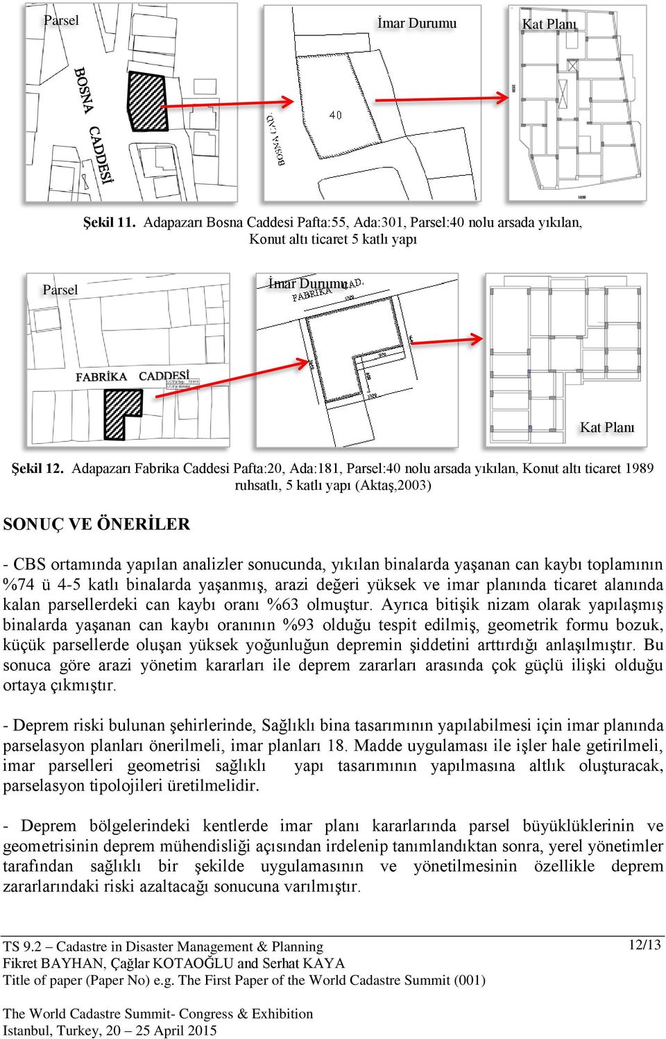 yıkılan binalarda yaşanan can kaybı toplamının %74 ü 4-5 katlı binalarda yaşanmış, arazi değeri yüksek ve imar planında ticaret alanında kalan parsellerdeki can kaybı oranı %63 olmuştur.