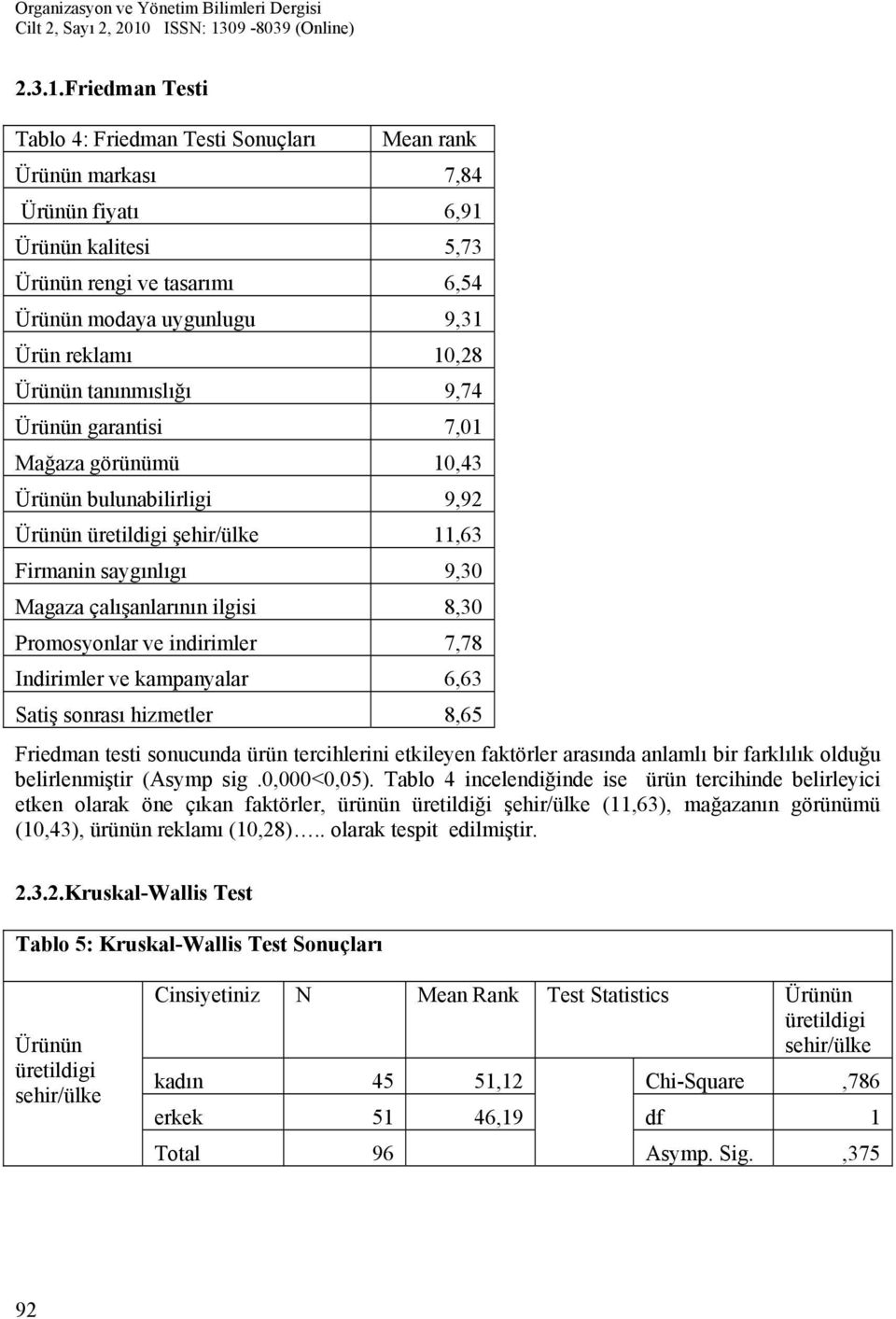 Ürünün tanınmıslığı 9,74 Ürünün garantisi 7,01 Mağaza görünümü 10,43 Ürünün bulunabilirligi 9,92 Ürünün üretildigi şehir/ülke 11,63 Firmanin saygınlıgı 9,30 Magaza çalışanlarının ilgisi 8,30