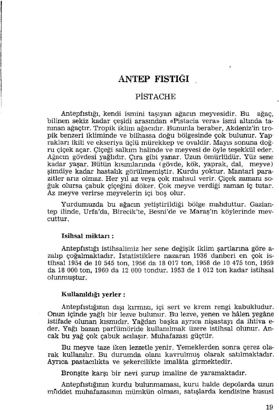 Çiçeği salkım halinde ve meyvesi de öyle teşekkül eder. Ağacın gövdesi yağlıdır. Çıra gibi yanar. Uzun ömürlüdür. Yüz sene kadar yaşar.