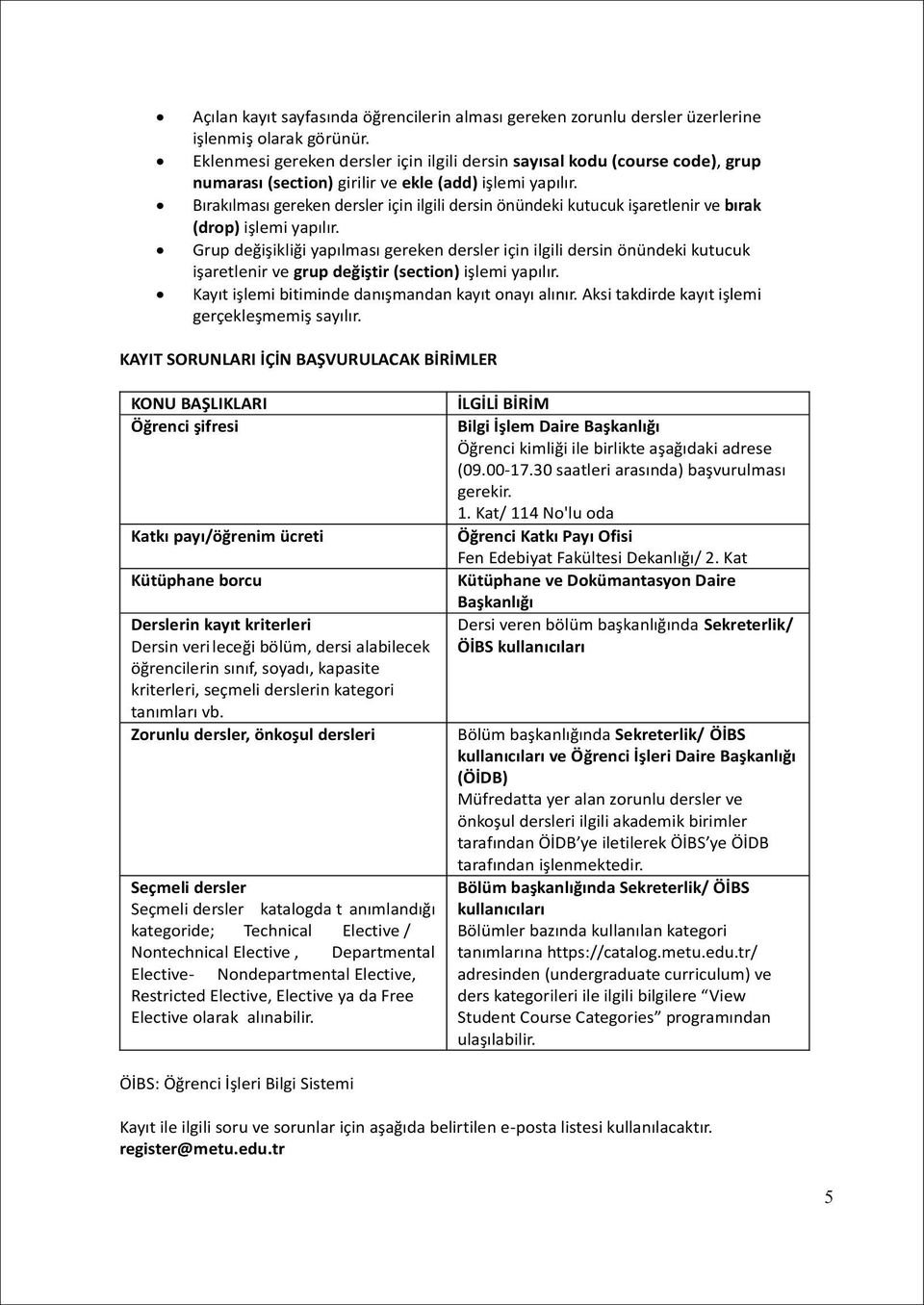 Bırakılması gereken dersler için ilgili dersin önündeki kutucuk işaretlenir ve bırak (drop) işlemi yapılır.