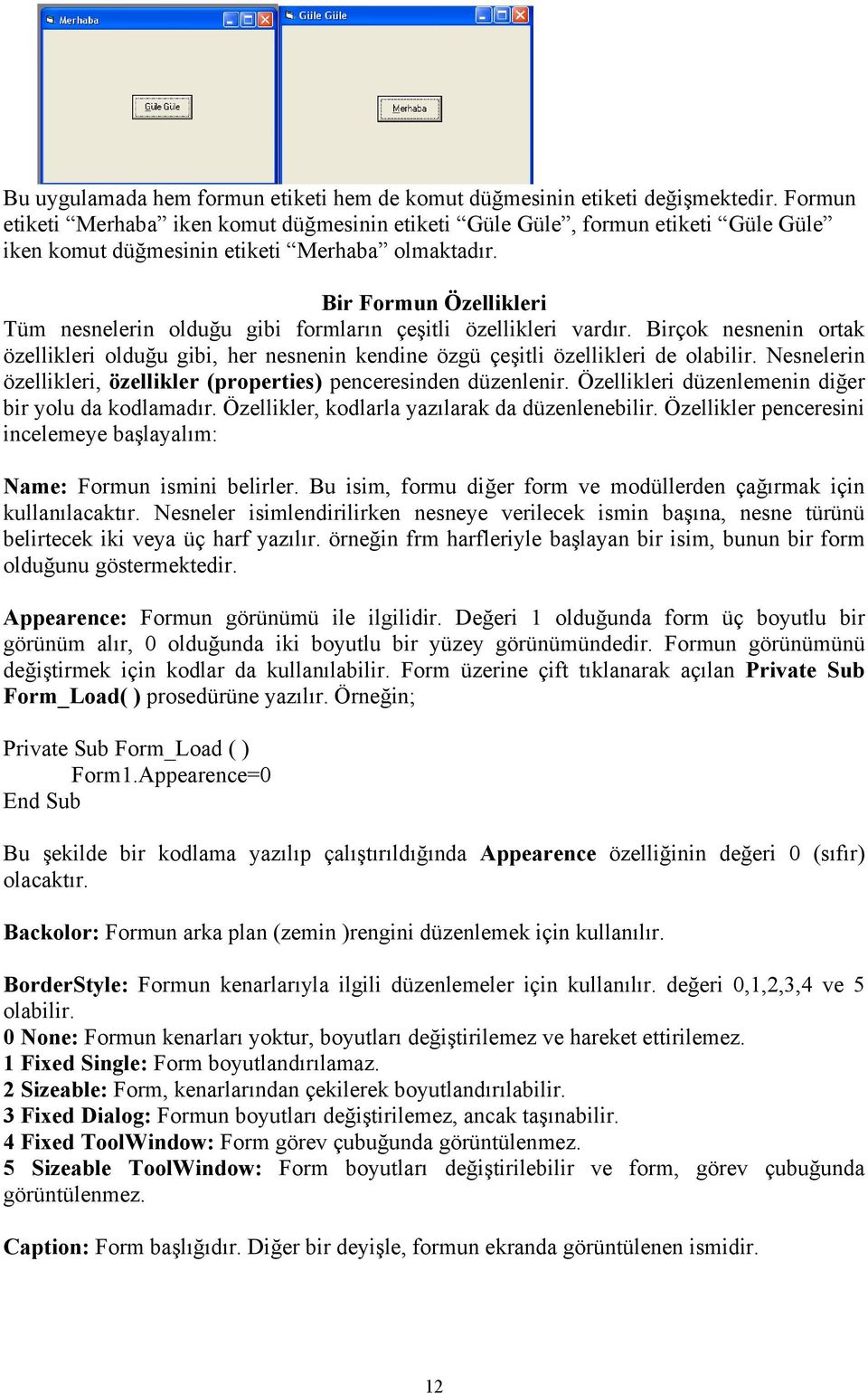 Bir Formun Özellikleri Tüm nesnelerin olduğu gibi formların çeşitli özellikleri vardır. Birçok nesnenin ortak özellikleri olduğu gibi, her nesnenin kendine özgü çeşitli özellikleri de olabilir.