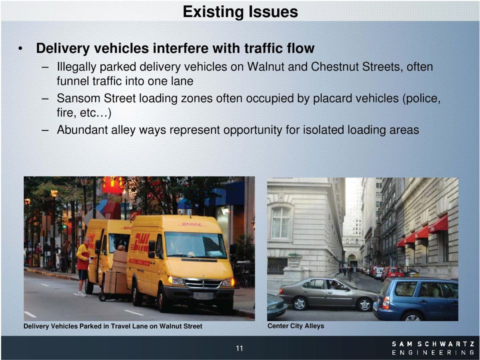 often occupied by placard vehicles (police, fire, etc ) Abundant alley ways represent opportunity