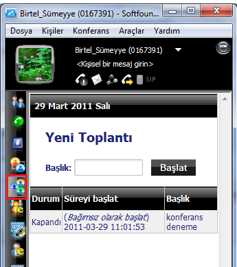 II. III. Bu pencerede bulunan Başlık kısmını doldurup Başlat butonuna tıkladığınızda tarayıcıda otomatik olarak yeni bir pencerede Vmeet Toplantı Planlayıcısı açılır.