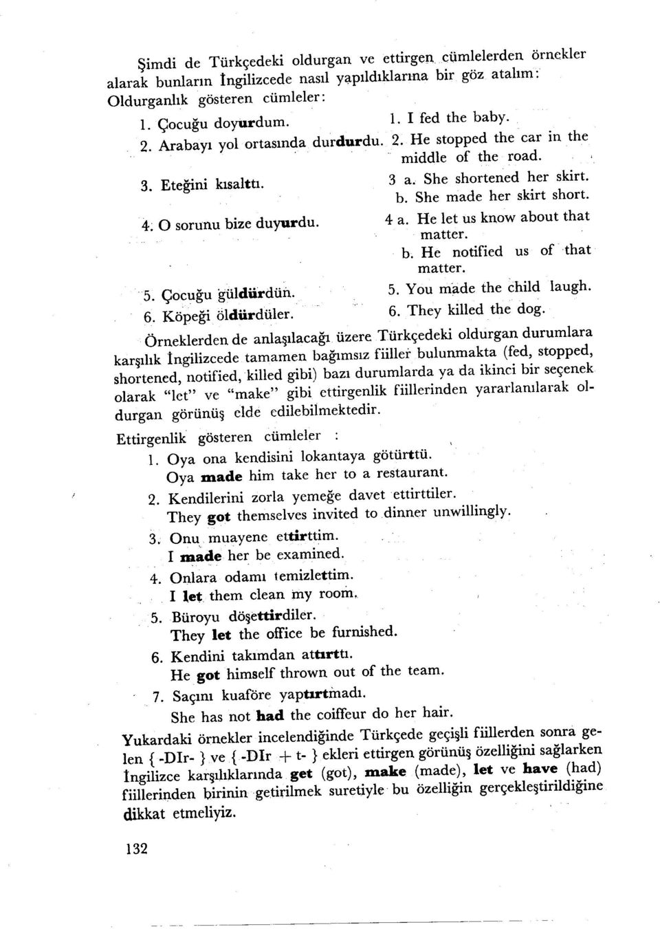 about that matter b, He notified us of that matter 5 çocuğu güldurdüri 5 You made the child laugh 6 Köpeği öldürdüler 6 They killed the dog Örneklerden de an1a ılacağı üzere Türkçedeki oldurgan