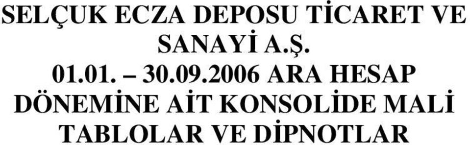 2006 ARA HESAP DÖNEMİNE AİT