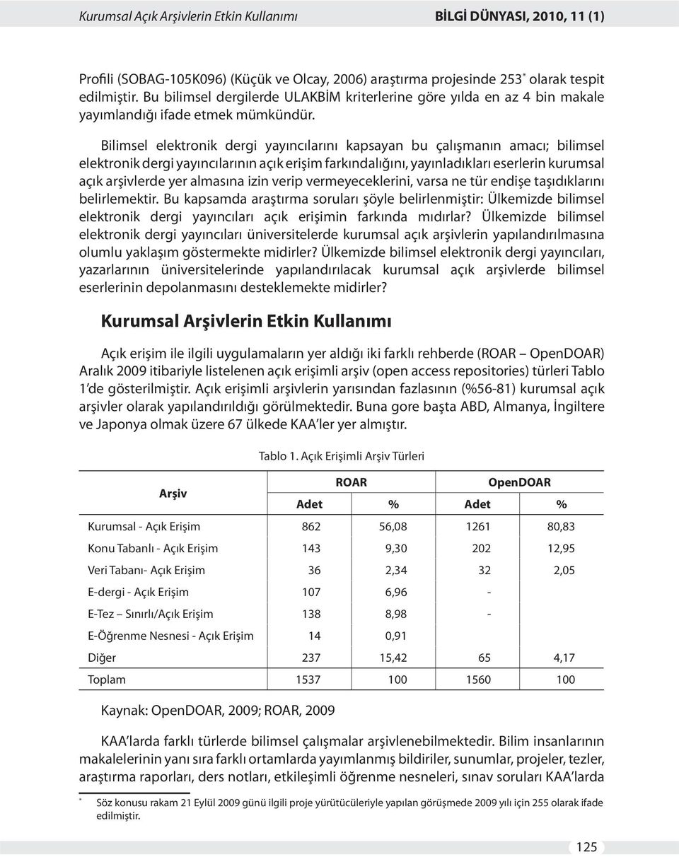 Bilimsel elektronik dergi yayıncılarını kapsayan bu çalışmanın amacı; bilimsel elektronik dergi yayıncılarının açık erişim farkındalığını, yayınladıkları eserlerin kurumsal açık arşivlerde yer