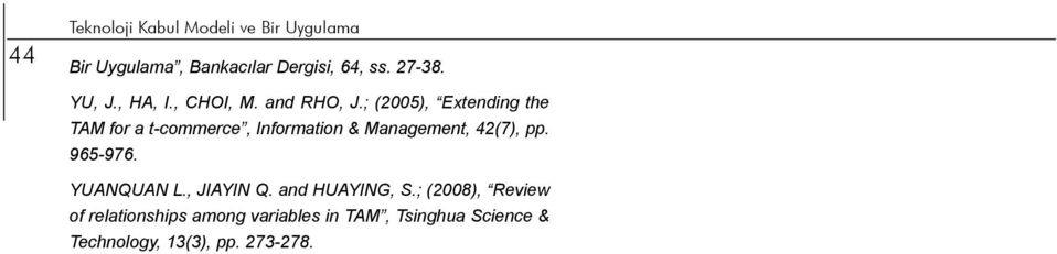 ; (2005), Extending the TAM for a t-commerce, Information & Management, 42(7), pp. 965-976.