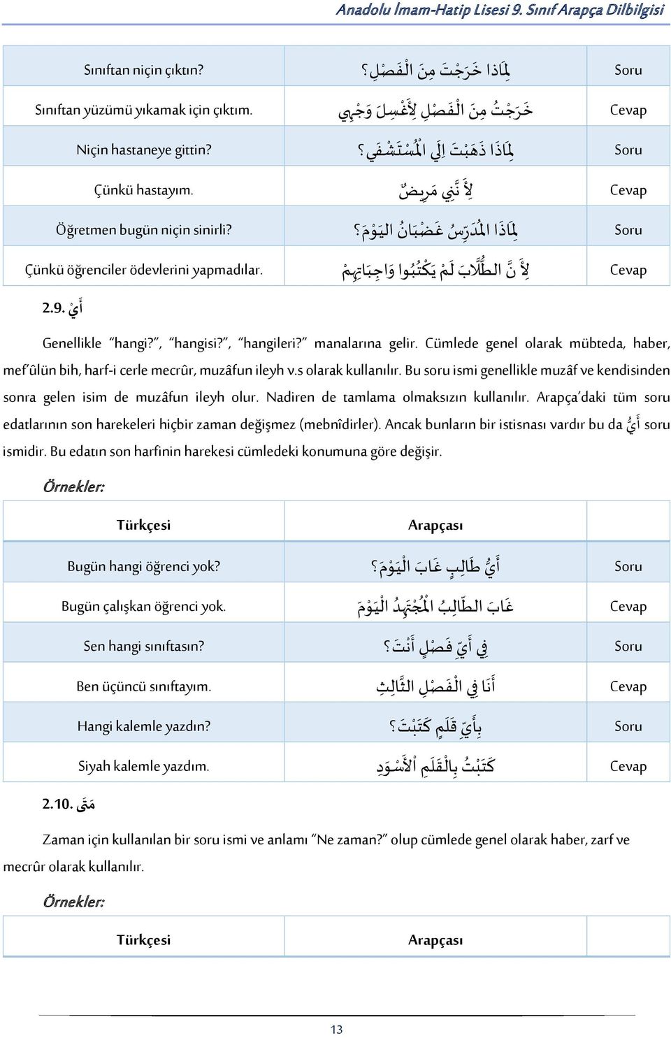 Sınıf Arapça Dilbilgisi اذا خ رج ت م ن الف ص ل لم Soru غ س ل و ج ي ت م ن الف ص ل لا Cevap خ رج اذا ذه ب ت ا الم س تشفي لم Soru لا ن ي م ر ض Cevap س غ ض ب ان الي و م لم اذ ا المد ر Soru لا ن الطلا ب ل