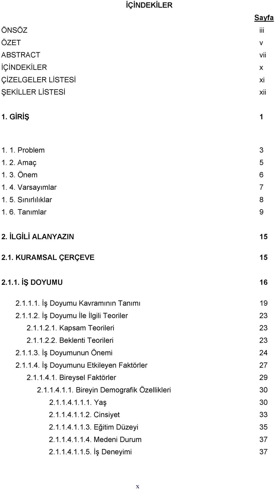 1.1.2.2. Beklenti Teorileri 23 2.1.1.3. İş Doyumunun Önemi 24 2.1.1.4. İş Doyumunu Etkileyen Faktörler 27 2.1.1.4.1. Bireysel Faktörler 29 2.1.1.4.1.1. Bireyin Demografik Özellikleri 30 2.