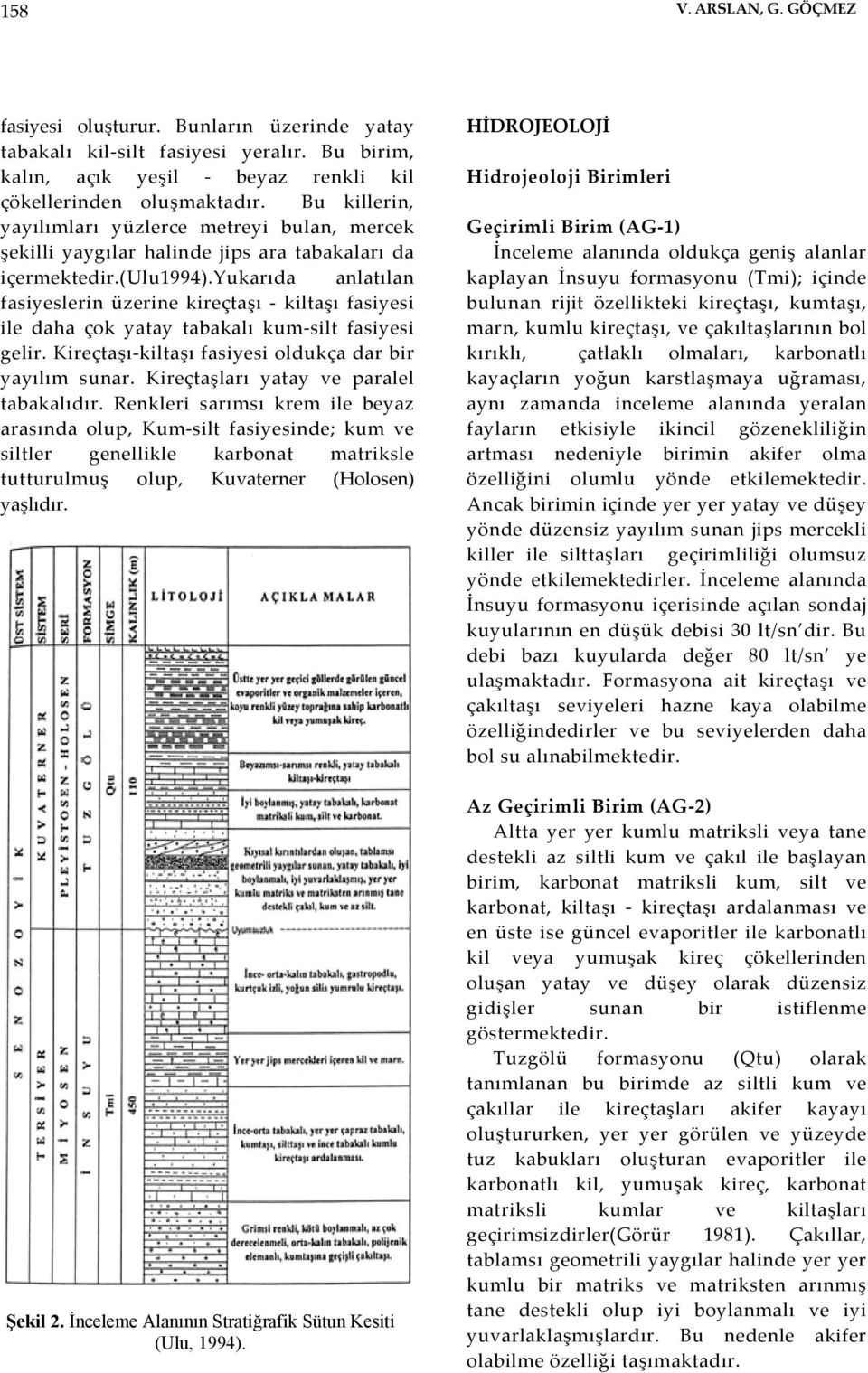 yukarıda anlatılan fasiyeslerin üzerine kireçtaşı - kiltaşı fasiyesi ile daha çok yatay tabakalı kum-silt fasiyesi gelir. Kireçtaşı-kiltaşı fasiyesi oldukça dar bir yayılım sunar.