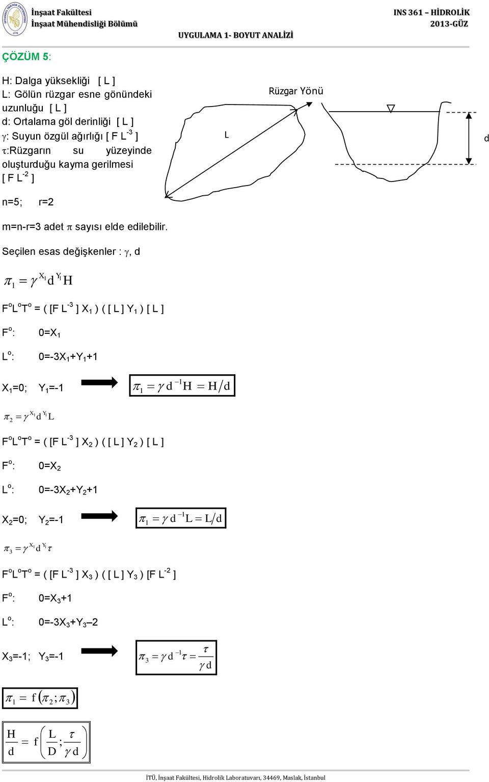 Seçilen esas eğişkenler :, Y X H F o L o T o = ( [F L -3 ] X ) ( [ L ] Y ) [ L ] F o : 0=X L o : 0=-3X +Y + X =0; Y =- H H X Y L F o L o T o = ( [F L -3 ] X ) ( [ L ]