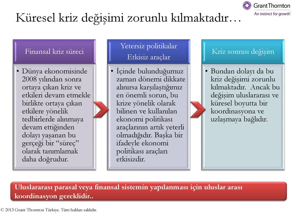 Yetersiz politikalar Etkisiz araçlar İçinde bulunduğumuz zaman dönemi dikkate alınırsa karşılaştığımız en önemli sorun, bu krize yönelik olarak bilinen ve kullanılan ekonomi politikası araçlarının