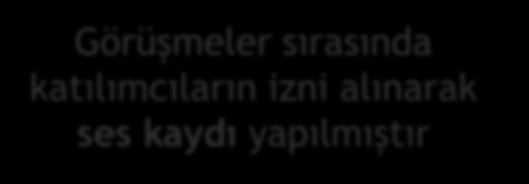 Yöntem ve Gereç (II) Veri toplama yöntemi: - 4 Odak grup tartışması; OGT 1.5 sa. - 6 Derinlemesine görüşme; DG 45 dk.