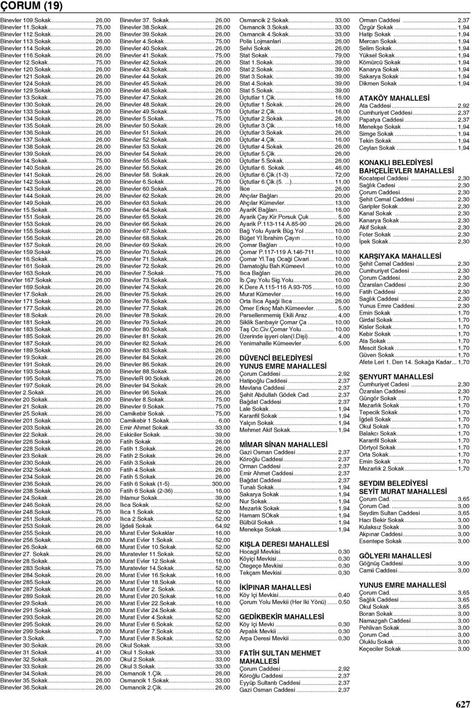 Sokak... 26,00 Binevler 135.Sokak... 26,00 Binevler 136.Sokak... 26,00 Binevler 137.Sokak... 26,00 Binevler 138.Sokak... 26,00 Binevler 139.Sokak... 26,00 Binevler 14.Sokak... 75,00 Binevler 140.