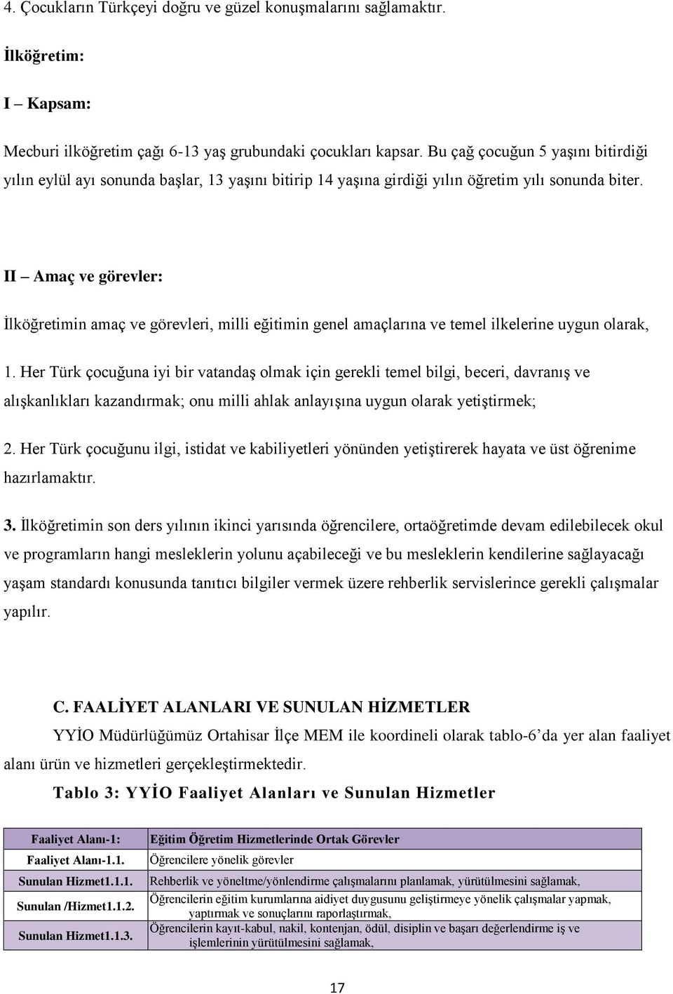 II Amaç ve görevler: İlköğretimin amaç ve görevleri, milli eğitimin genel amaçlarına ve temel ilkelerine uygun olarak, 1.