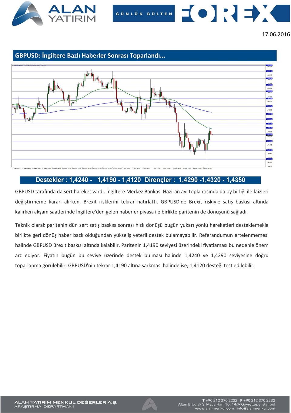 GBPUSD'de Brexit riskiyle satış baskısı altında kalırken akşam saatlerinde İngiltere'den gelen haberler piyasa ile birlikte paritenin de dönüşünü sağladı.