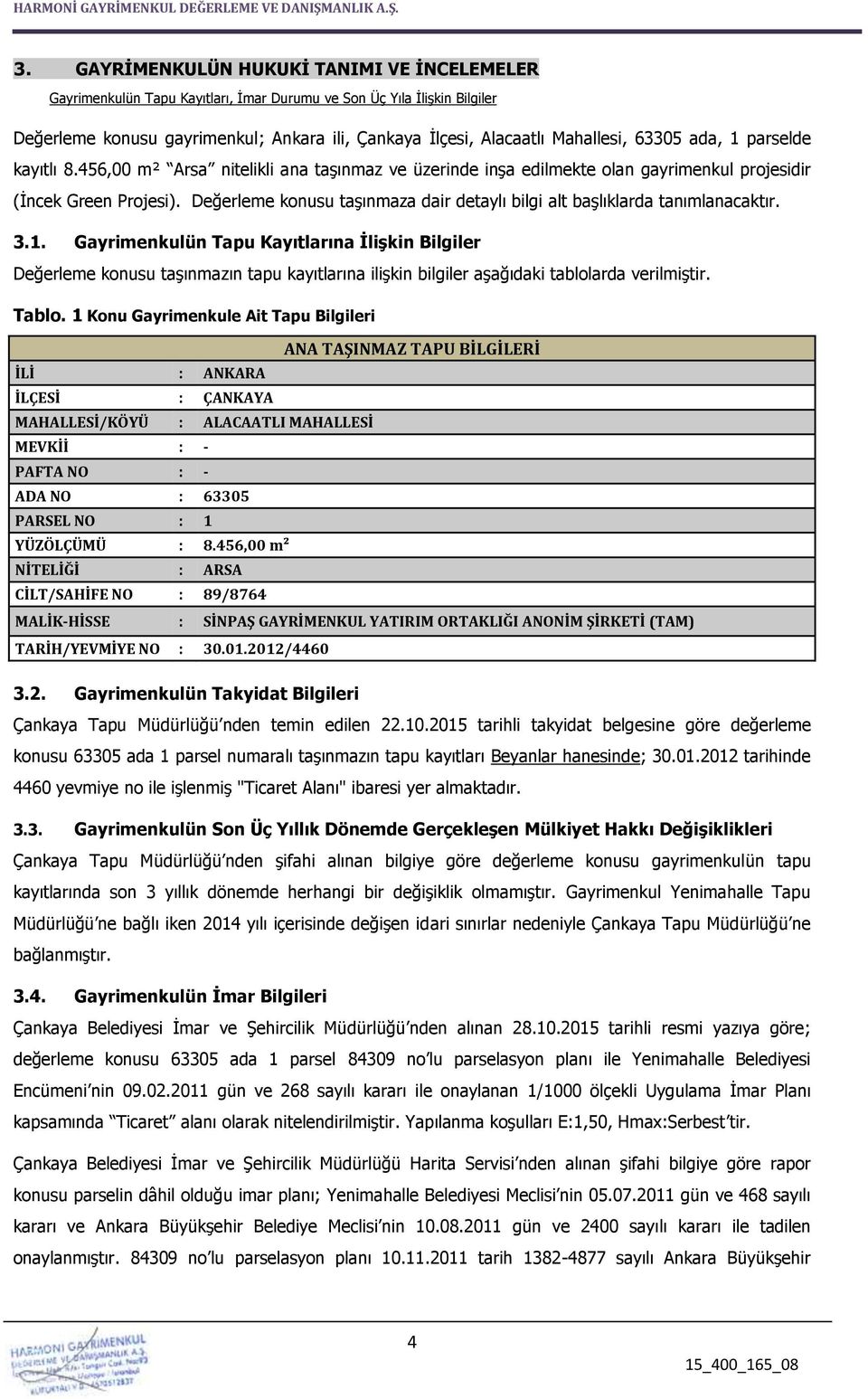 Değerleme konusu taşınmaza dair detaylı bilgi alt başlıklarda tanımlanacaktır. 3.1.