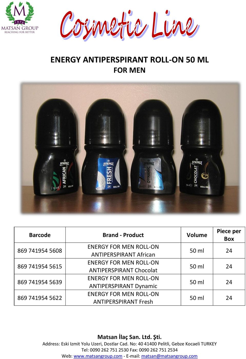 FOR MEN ROLL-ON ANTIPERSPIRANT Chocolat ENERGY FOR MEN ROLL-ON ANTIPERSPIRANT