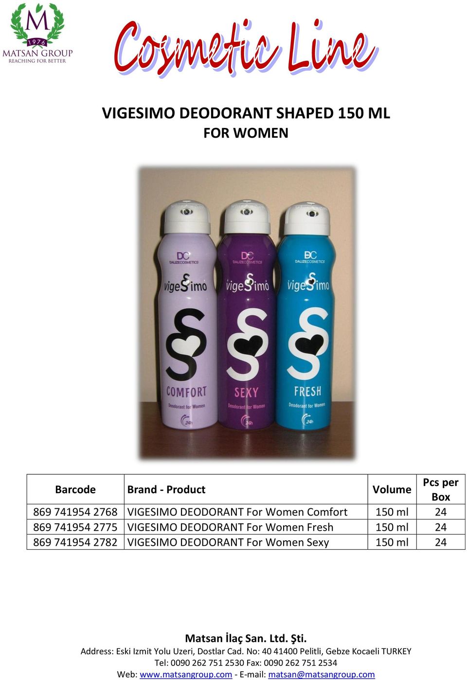 741954 2775 VIGESIMO DEODORANT For Women Fresh 150 ml 24